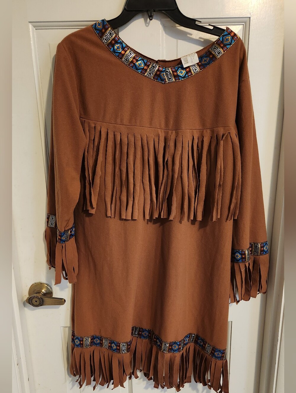Ladies Faux Suede Fringe Dress, Size M/L